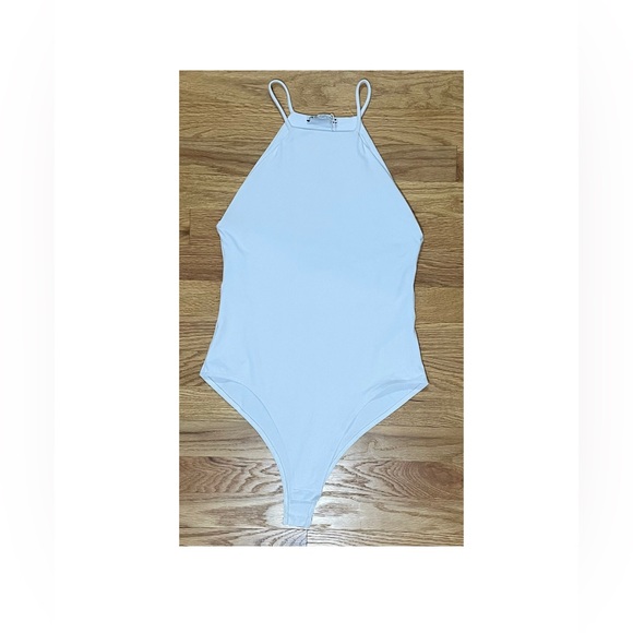 Zara Tops - NWT ZARA White Bodysuit Tank High Neck Polyamide Lined SZ Small S